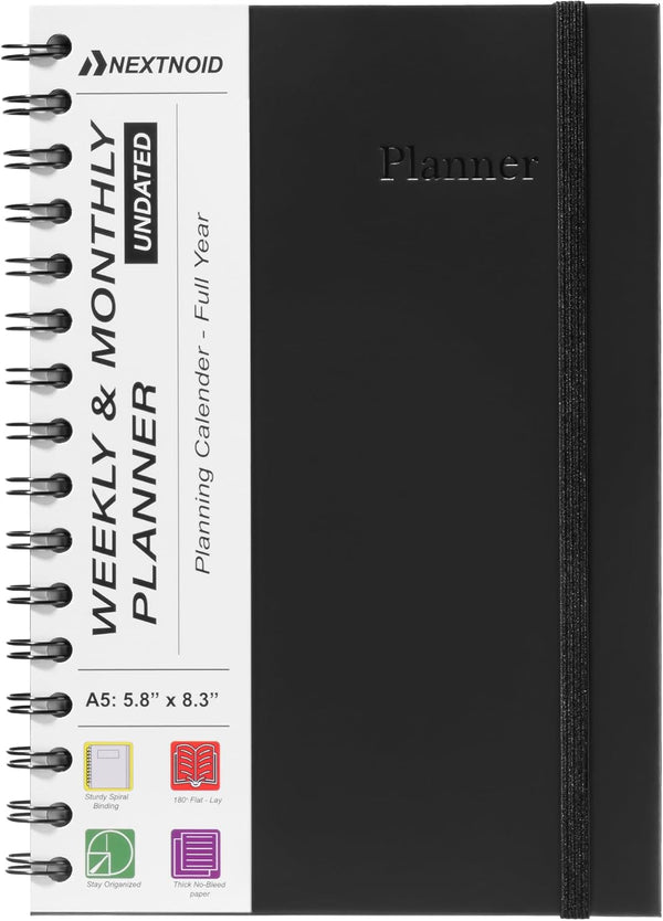 Black Undated Weekly Planner