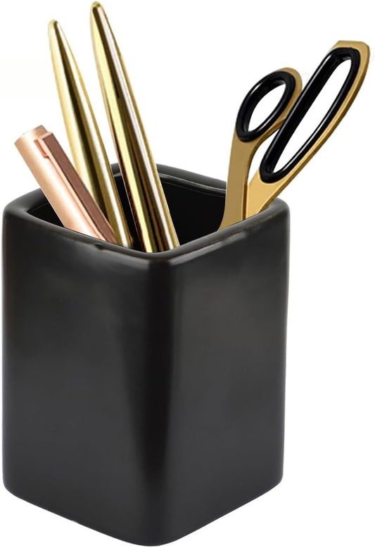 Square Black Ceramic Pen Cup - view 1