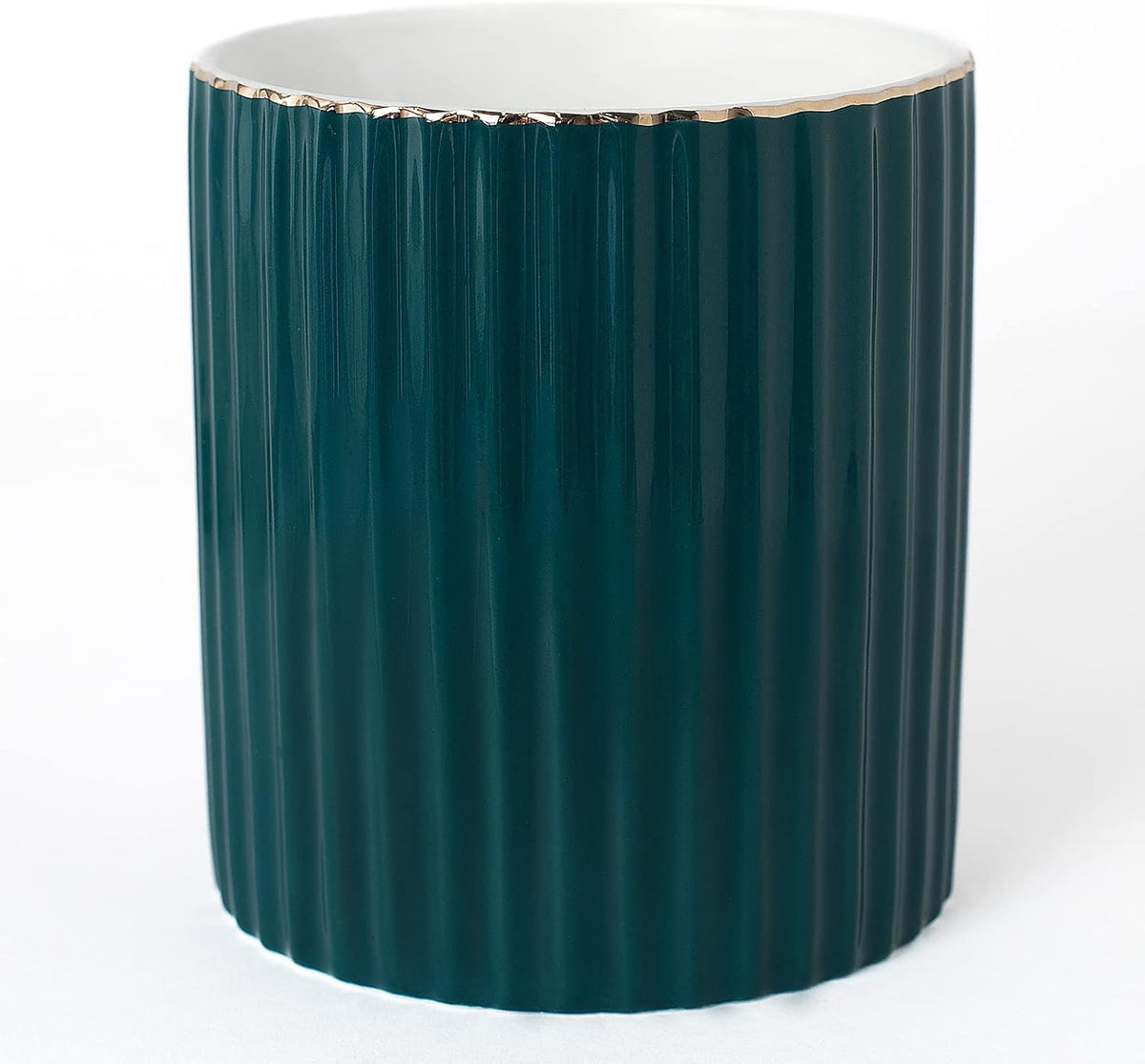 Green Fluted Ceramic Pen Cup - view 1