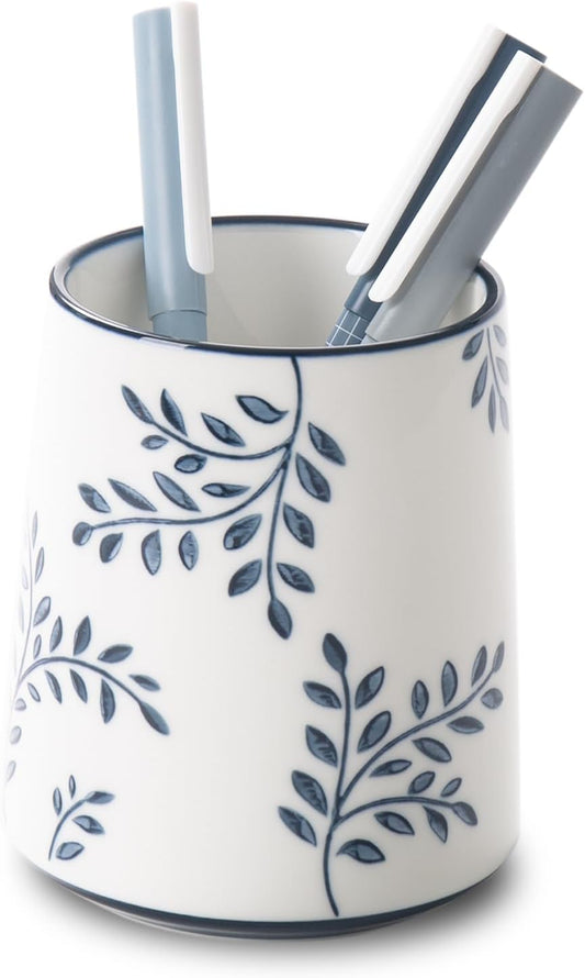 Leaf-Pattern Ceramic Pen Cup - view 1